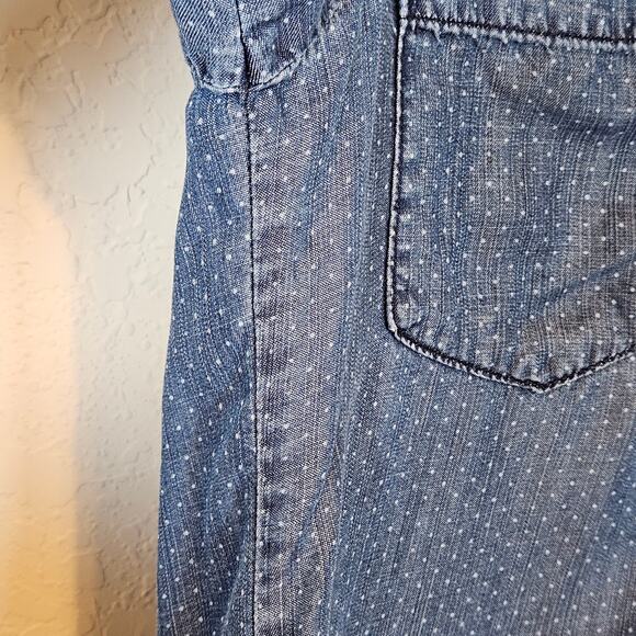 Anthropologie Cloth & Stone Polka Dot Roll Tab Chambray Popover Top Womens Small - Picture 7 of 10
